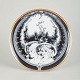 Hollóháza, large dish.Large round dish in white glazed porcelain with black decorative border ...