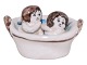 Doreen Middelboe art potterySmall figurine with two children in a bathtub