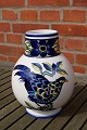 Blue Pheasant China faience porcelain, large plump vases 20.5-21cm