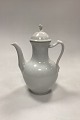 Royal Copenhagen Josephine, White Curved Coffee Pot No. 128 with lid No. 127. 1st ...