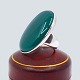 Georg Jensen; Ring of sterling silver decorated with a large oval green agate.  Ring size 51. ...