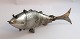 Silver vinaigrette in the shape of a fish with blue stones. Length 23.5 cm