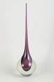 Murano, floor vase.Elegant art glass vase in clear glass with an encased violet core and very ...