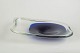 Murano, bowl.Elongated art glass bowl in clear glass with deep blue coloration in the centre ...