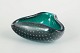 Murano, bowl.Organically shaped art glass bowl in green glass with controlled air bubbles and ...