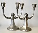 Pair of pewter candlesticks, circa 1930. Art deco. Denmark. Unstamped. H: 21.5 cm.