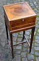 Empire sewing table, 19th century. Denmark. With intarsia. With openable and lockable top, under ...