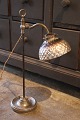 Old French Bureau table lamp in chrome with original lampshade in waffled Mercury Glass with a ...
