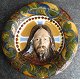 Danish ceramist (19th century) Denmark: Christ. Red clay with glaze. In the colors green, brown, ...