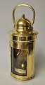 Antique round olie lampe with handle, brass, 19th century. Inside with container for fuel. ...