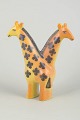 Lisa Larsson for Gustavsberg, double giraffe figurine.Stylised stoneware figure with two ...