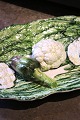 Decorative, old Italian faience vegetables, a cauliflower head and an artichoke. Cauliflower: ...