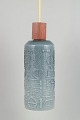 Jan Johansson for Orrefors, ceiling lamp.Cylindrical ceiling lamp in moulded glass with relief ...