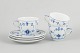 Royal Copenhagen Blue Fluted Plain, set of three coffee cups with saucers.Three coffee cups ...