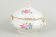Meissen large lidded tureen, Saxon flower.Large hand-painted porcelain tureen with polychrome ...