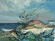 Aage Strand (1910-1975), oil painting on canvas, Boat by the beach, Signed Å.S., dimensions with ...