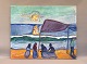 Bjarne Jehn (1934-2015).Motif: Sunset with people on the beach.Oil on canvas, name and date ...