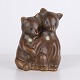 Large double figure by Knud Basse made in brown glazed ceramic. The model shows two seated bears ...