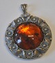 From, Niels Erik (1944 - 2009) Denmark: Pendant in sterling silver with amber. Stamped. Dia.: ...