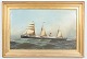 Antonio Jacobsen, marine painting, listed Danish-American artist.Detailed depiction of a ...