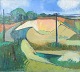 Danish artist, early modernism, oil on canvas.Colourful landscape composition executed in an ...