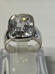 Ladies Ring with Clear Stone in Sterling SilverSize 62