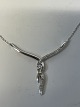 14 carat white gold Necklace with pendant, with inlaid diamonds.Length necklace 42 ...