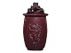 Royal Copenhagen art pottery by artist Bode WillumsenTriangular lidded vase with red oxblood glaze