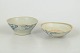 Two bowls, China 18th century.Two hand-thrown porcelain bowls with blue underglaze decoration, ...
