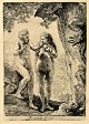 Rembrandt van Rijn (1606 - 1669) Netherlands: Adam and Eve, newer reprint. Etching. Signed. H: ...