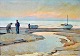 Valentinussen, Chr. (1903 - 1985) Denmark: Fishermen by the North Sea. Oil on canvas. Signed. H: ...