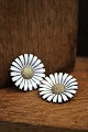 Old Marguerite / Daisy earrings in sterling silver, white enamel and with clip back from A. ...