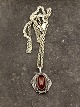 Sterling silver pendant 2.2 x2.8 cm. with amber and sterling silver chain 42.5 cm. item no. 636878