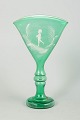 Mary Gregory style green glass goblet, hand-enamelled ...