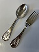 Children's spoon and fork, motif. Girl with balloon in silver platedStamped H. Gr ...