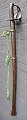 Cavalry saber model 1843, Frederiksværk, 1850, Denmark. Single-edged blade. Leather-covered grip ...