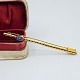Broche af 14 kt. guld med safir. Ca. år 1900.L. 6,3 cm. Stemplet "585"Kontakt os ...