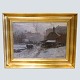 Anders Andersen Lundby; Winter scene from the city.With gold frame. Oil on canvas.Canvas ...