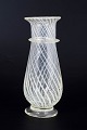 Fyens Glasværk white spiral-decorated hyacinth glass vase.