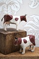 Decorative, old dairy cow in carved wood with fine original painting, ears and tail in ...