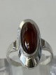 Silver Ladies Ring with Brown StoneSize 53