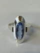 Silver Ladies Ring with Blue StoneSize 57
