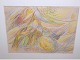 Erik Ortvad (1917-2008), oil pastel painting with abstract shapes in warm colors. It is mounted ...