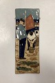 Nis Stougaard Ceramic Relief. Motif of fishermen in the harbor from Svaneke, Bornholm in glazed ...