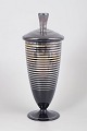German art deco glass lidded urn with silver inlay.