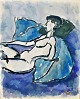 Kløvgaard Hansen, Palle (20th century) Denmark: A reclining nude woman. Oil on canvas. Signed. ...