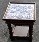 Oak tile table, baroque style, 20th century. Carved legs. With 9 Dutch tiles, approx. 1700 - ...