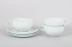 Grethe Meyer for Royal Copenhagen, set of three Blue Line teacups with matching saucers.White ...