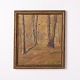 Painting on canvas depicting a forest scene in yellow tones from around the 1930s. The motif ...