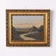 Painting on canvas depicting a rural cottage set within an open landscape. The motif shows a ...